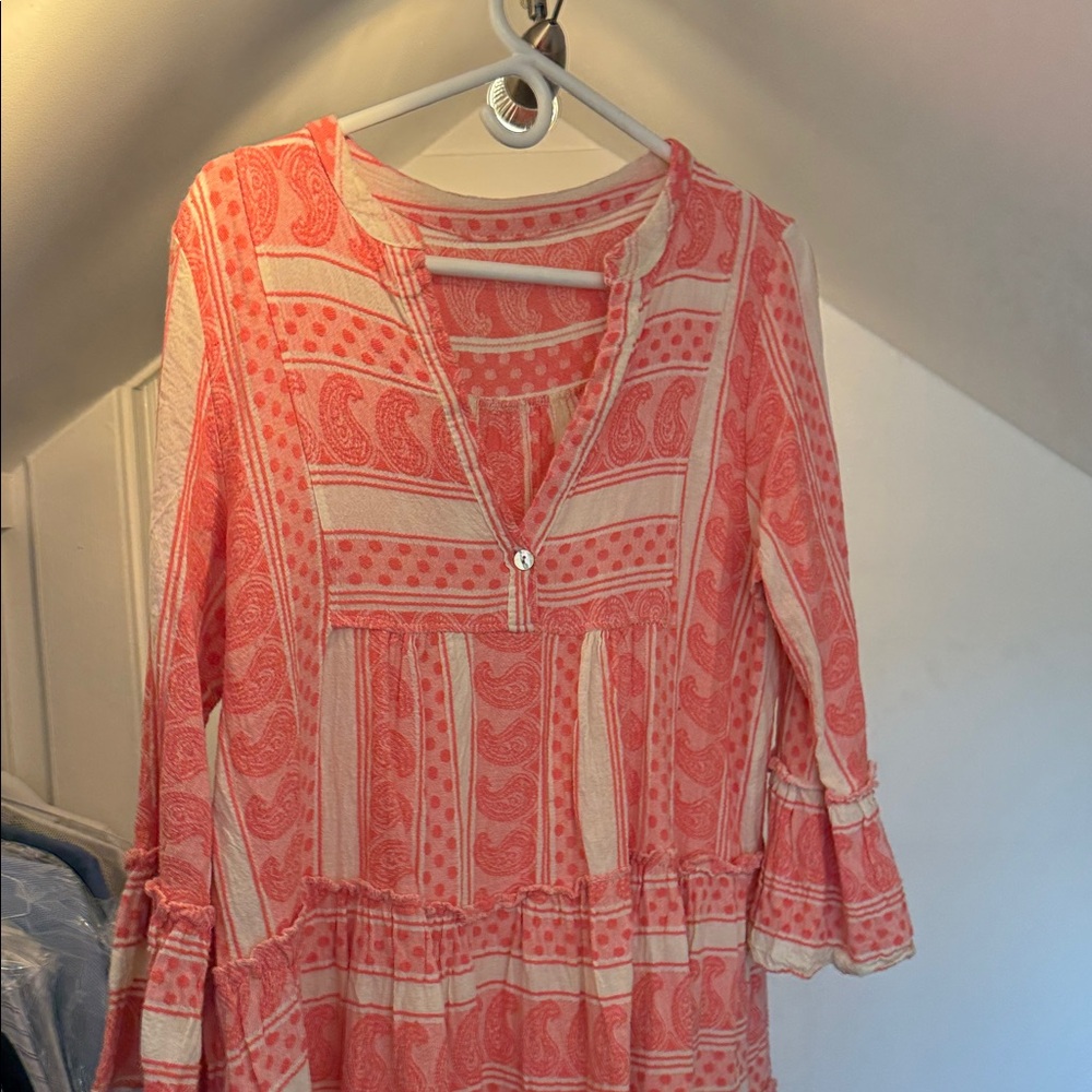 Pink and White Patterned Dress